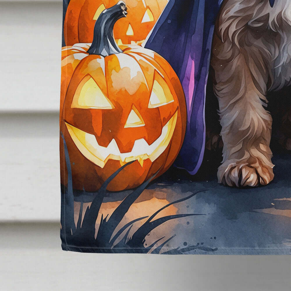 Chocolate Labradoodle Puppy Halloween House Flag