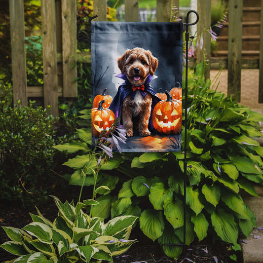 Chocolate Labradoodle Puppy Halloween Garden Flag