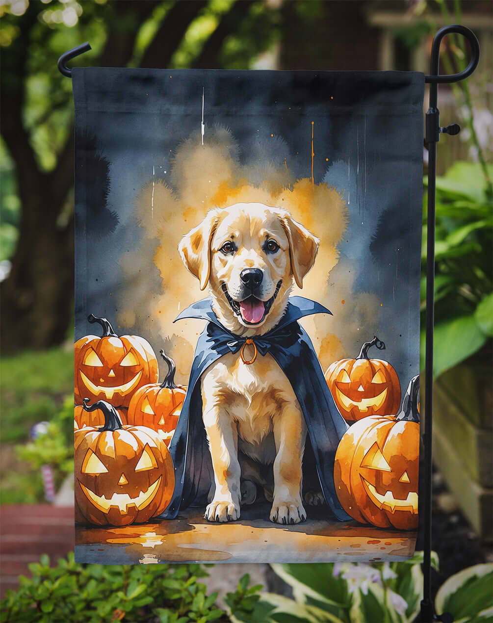 Yellow Labrador Retriever Puppy Halloween Garden Flag