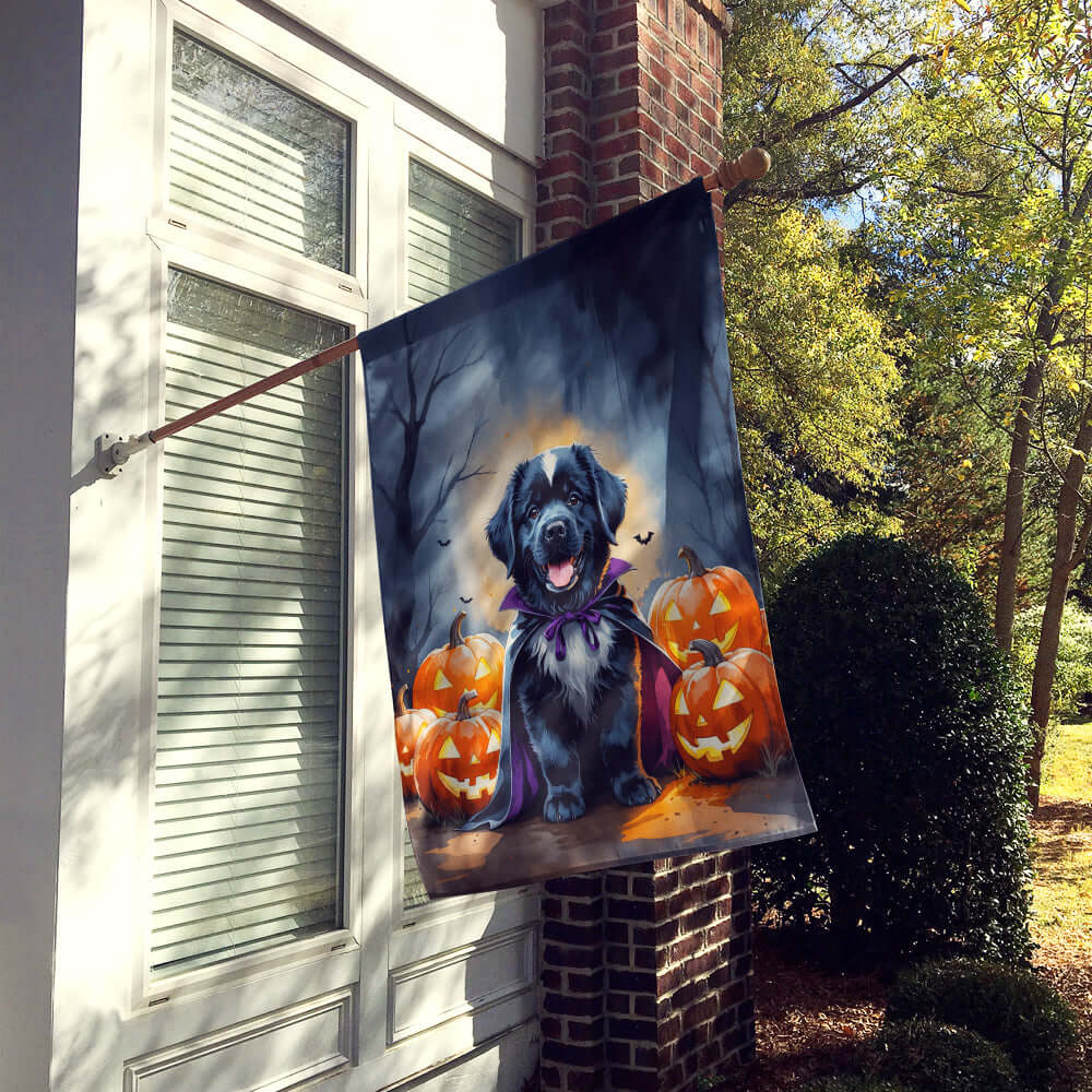 Newfoundland Puppy Halloween House Flag