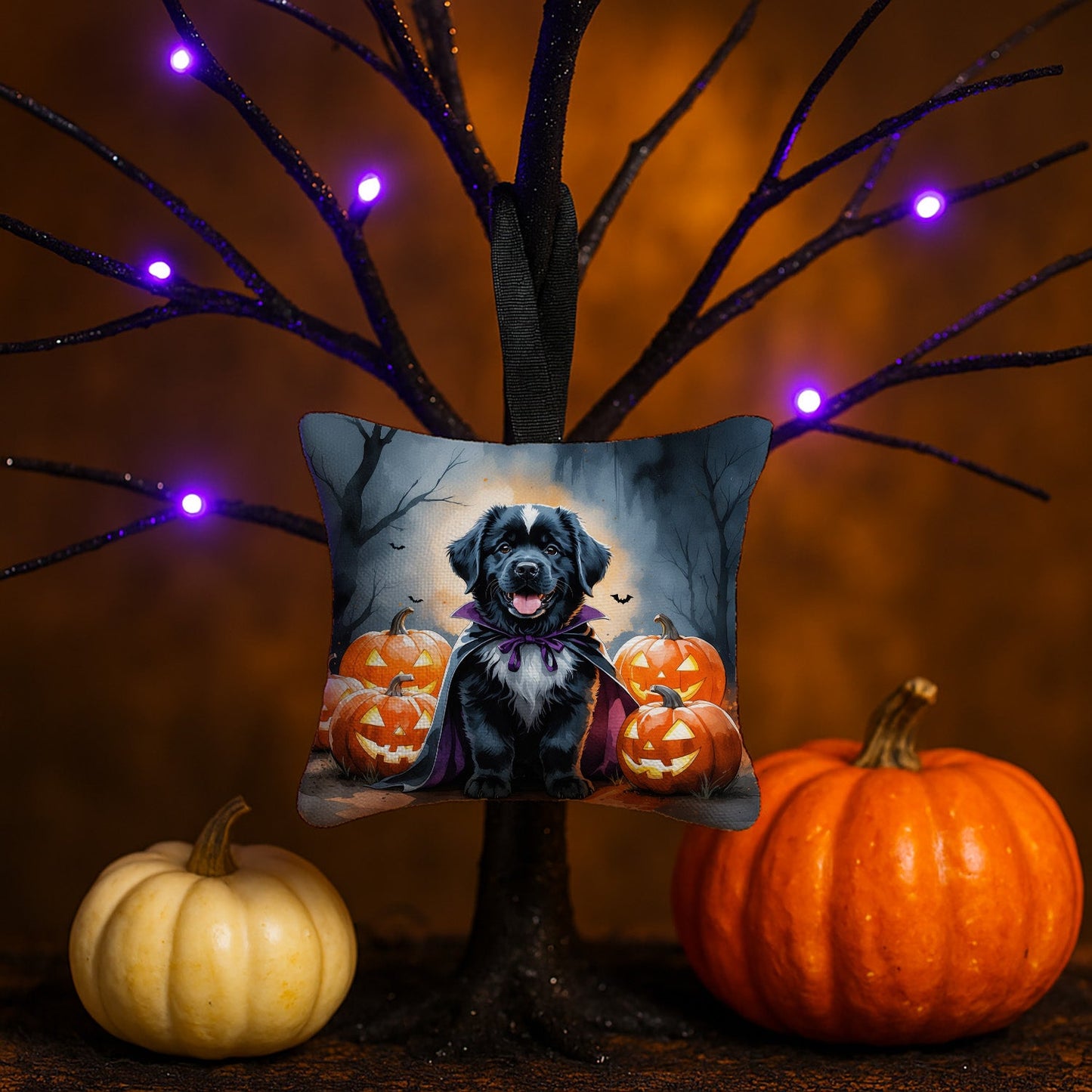 Newfoundland Puppy Halloween Mini Hanging Pillow Ornament 3.5 × 3.5