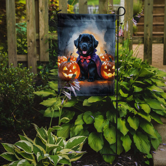 Black Newfoundland Puppy Halloween Garden Flag