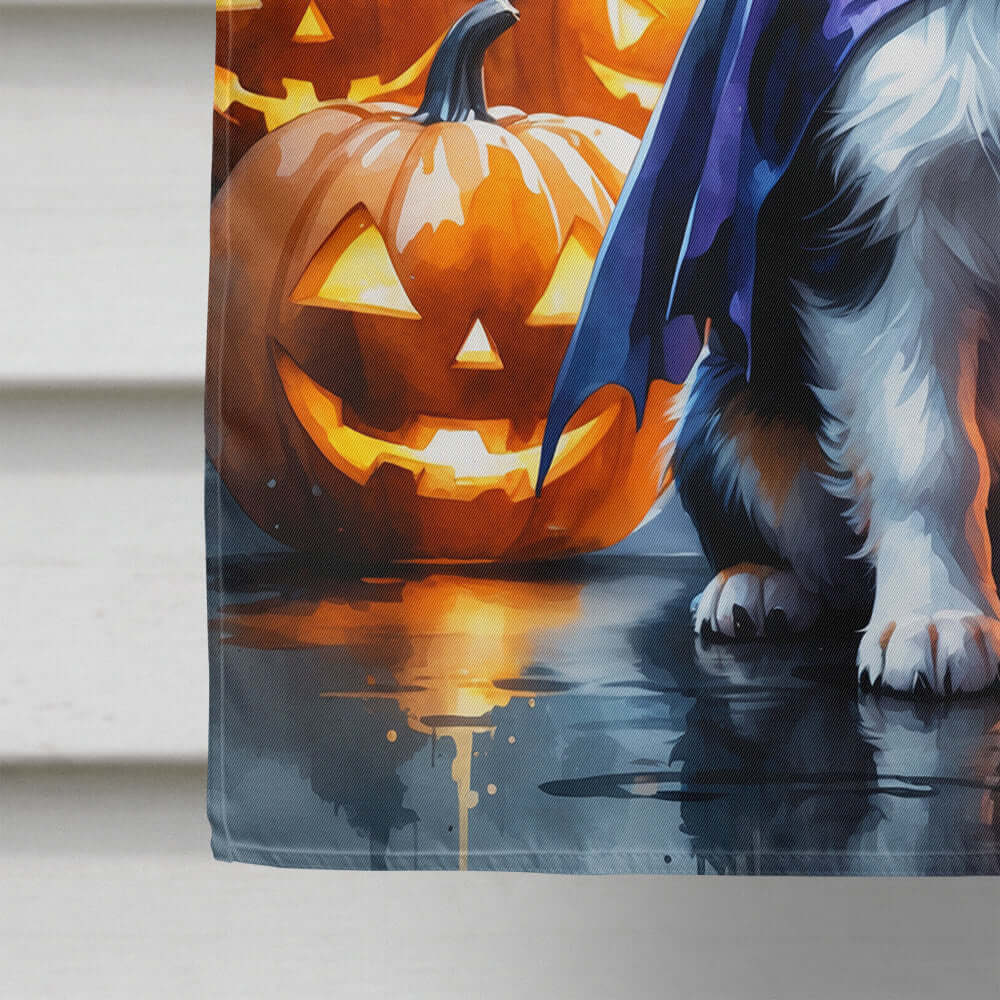Tricolor Papillon Puppy Halloween House Flag
