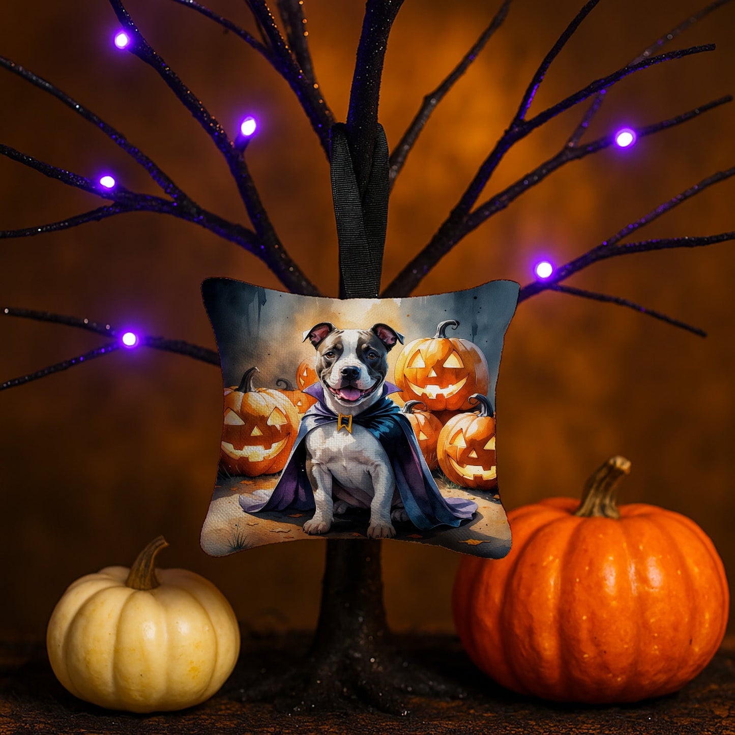 Pit Bull Terrier Puppy Halloween Mini Hanging Pillow Ornament 3.5 × 3.5