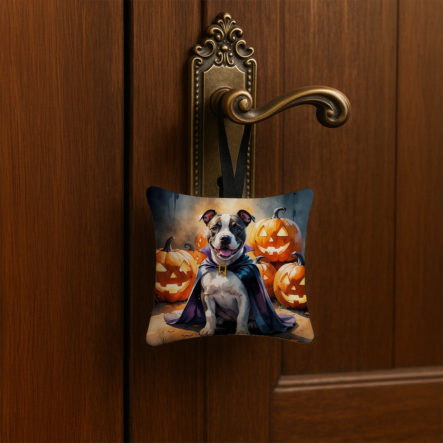 Pit Bull Terrier Puppy Halloween Mini Hanging Pillow Ornament 3.5 × 3.5