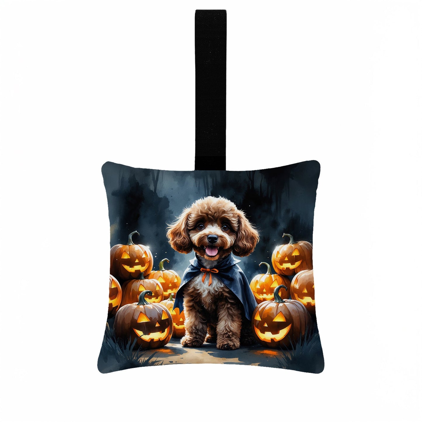 Chocolate Poodle Puppy Halloween Mini Hanging Pillow Ornament 3.5 × 3.5