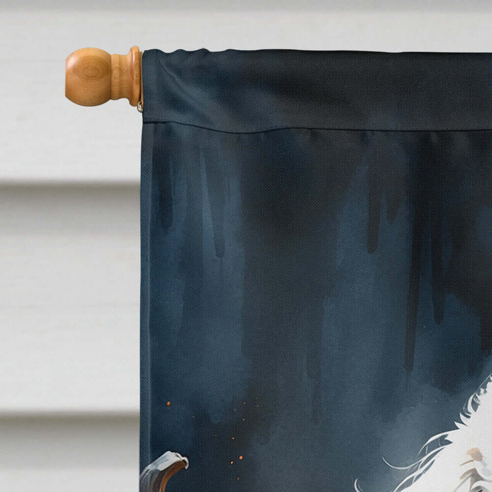 White Poodle Puppy Halloween House Flag