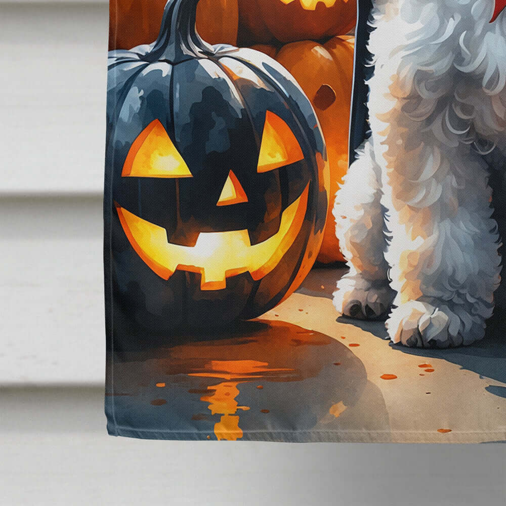 White Poodle Puppy Halloween House Flag