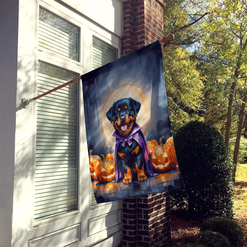 Rottweiler Puppy Halloween House Flag