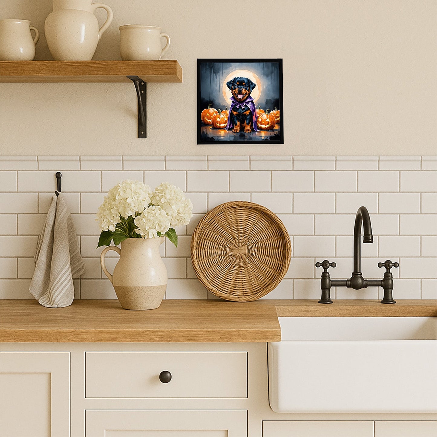 Rottweiler Puppy Halloween Framed Metal Print