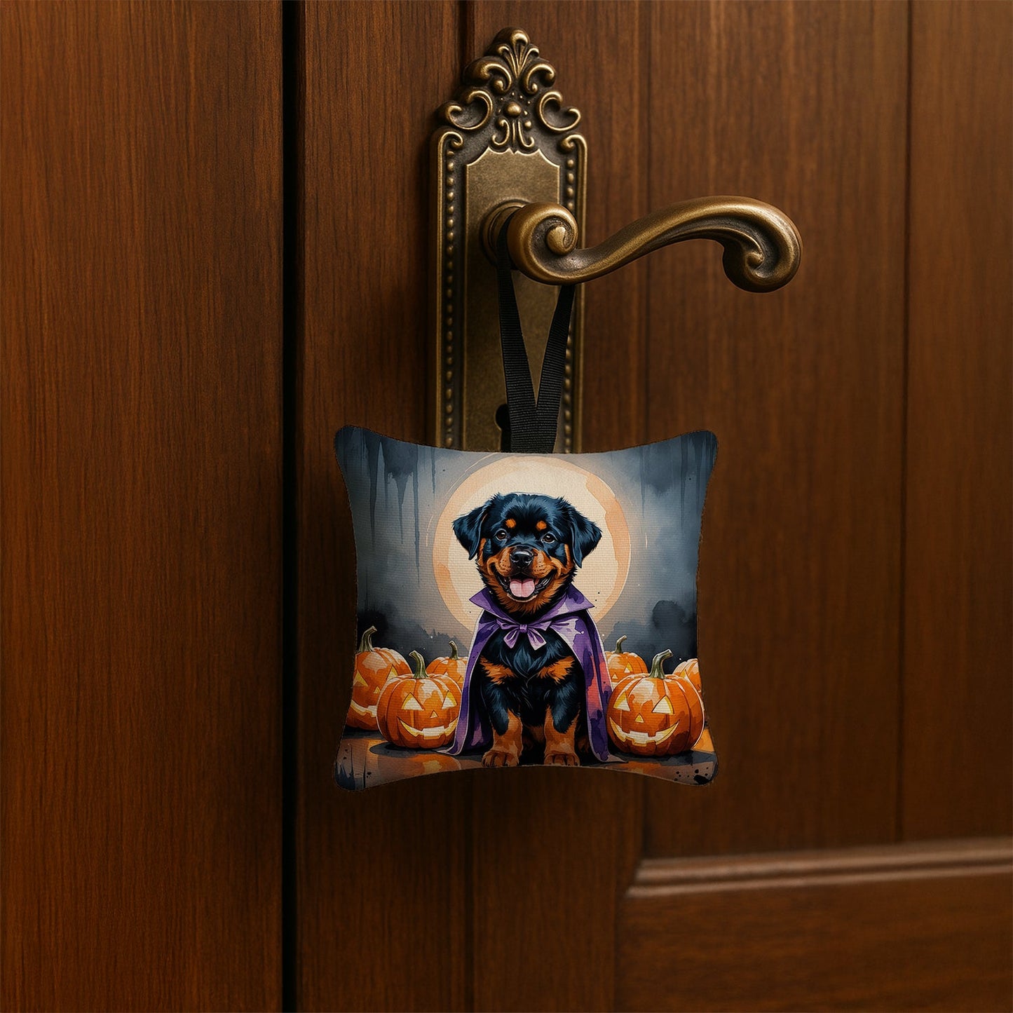 Rottweiler Puppy Halloween Mini Hanging Pillow Ornament 3.5 × 3.5