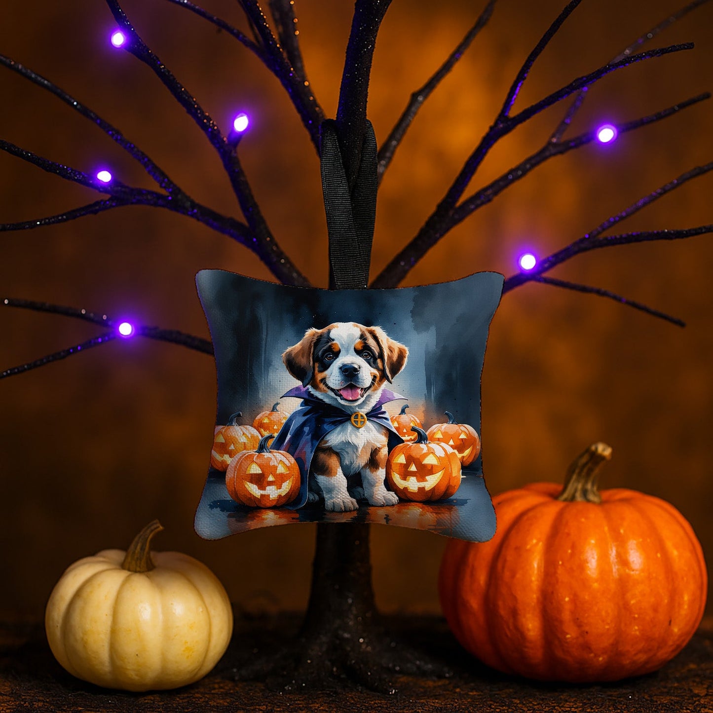 Saint Bernard Puppy Halloween Mini Hanging Pillow Ornament 3.5 × 3.5