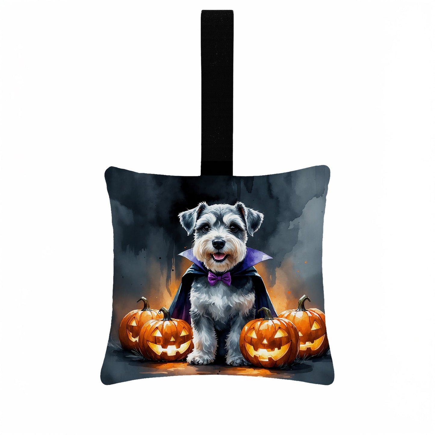 Schnauzer Puppy Halloween Mini Hanging Pillow Ornament 3.5 × 3.5