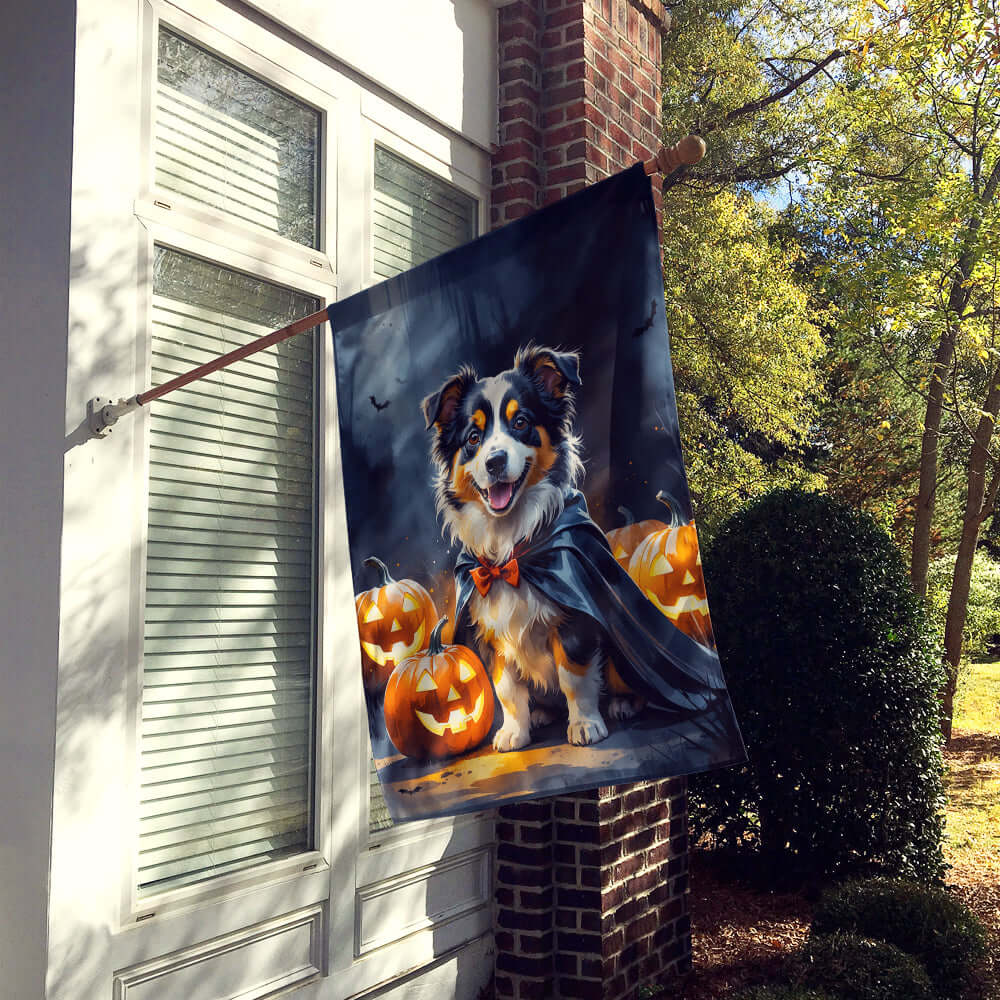 Sheltie Puppy Halloween House Flag