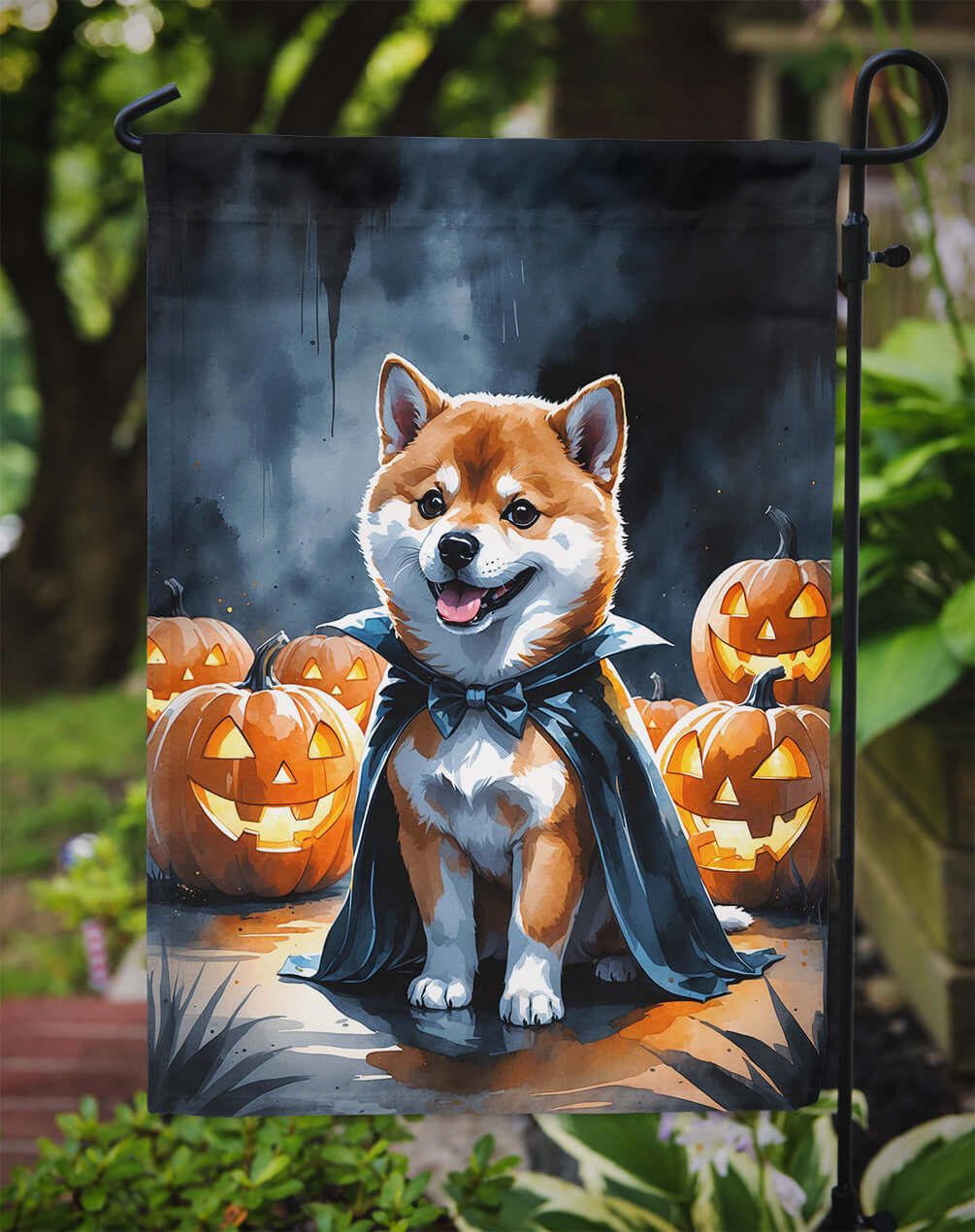 Shiba Inu Puppy Halloween Garden Flag