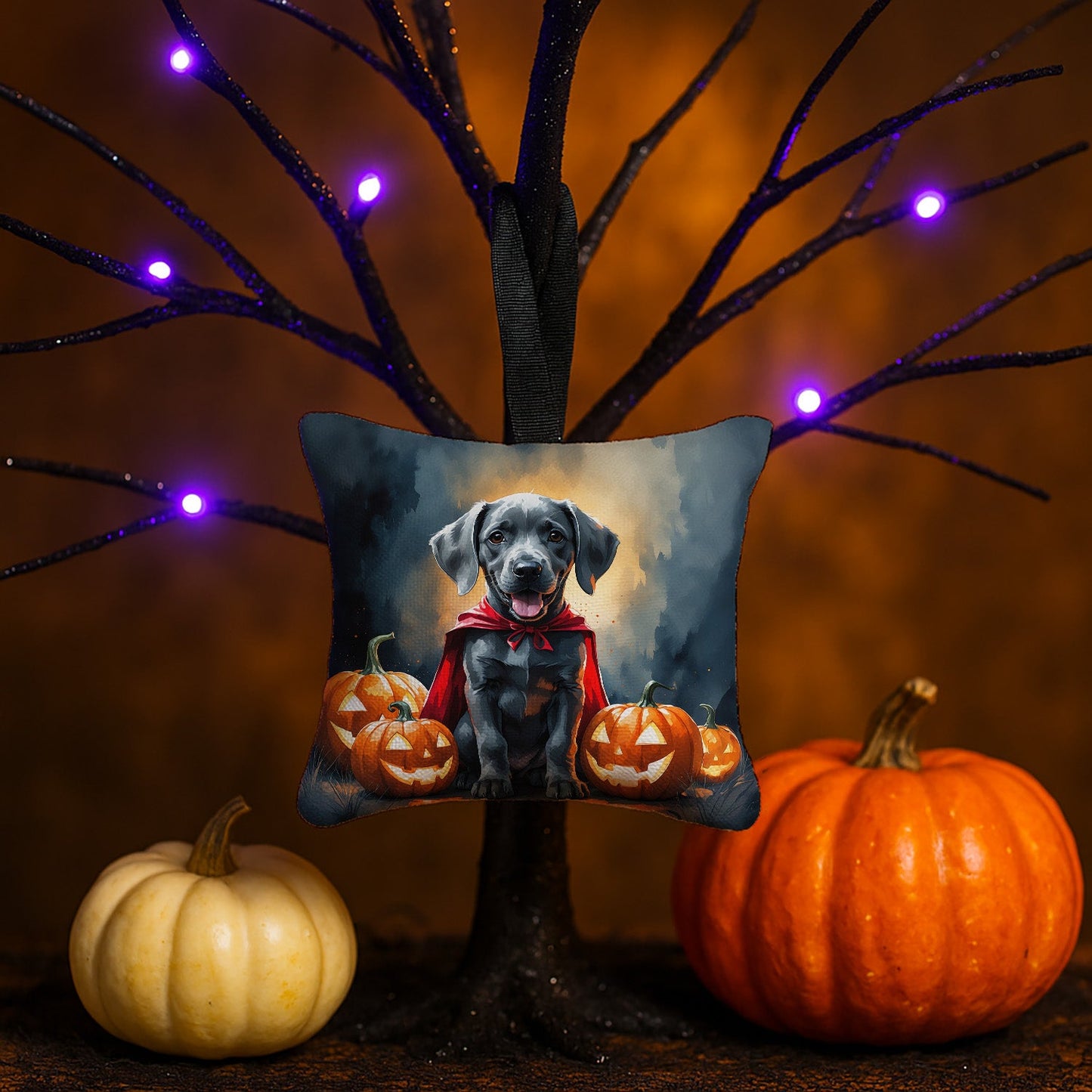 Weimaraner Puppy Halloween Mini Hanging Pillow Ornament 3.5 × 3.5
