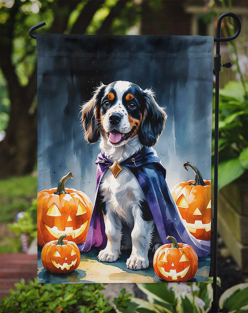 Welsh Springer Spaniel Puppy Halloween Garden Flag