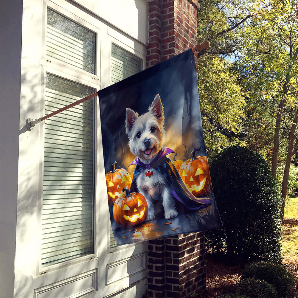 Westie Spaniel Puppy Halloween House Flag