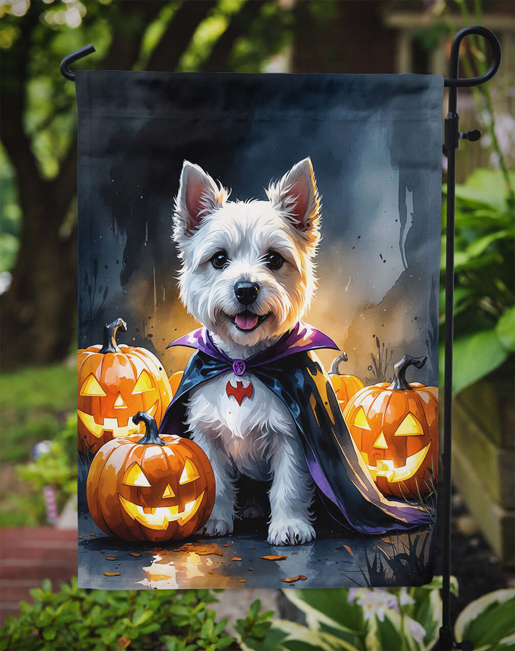 Westie Spaniel Puppy Halloween Garden Flag