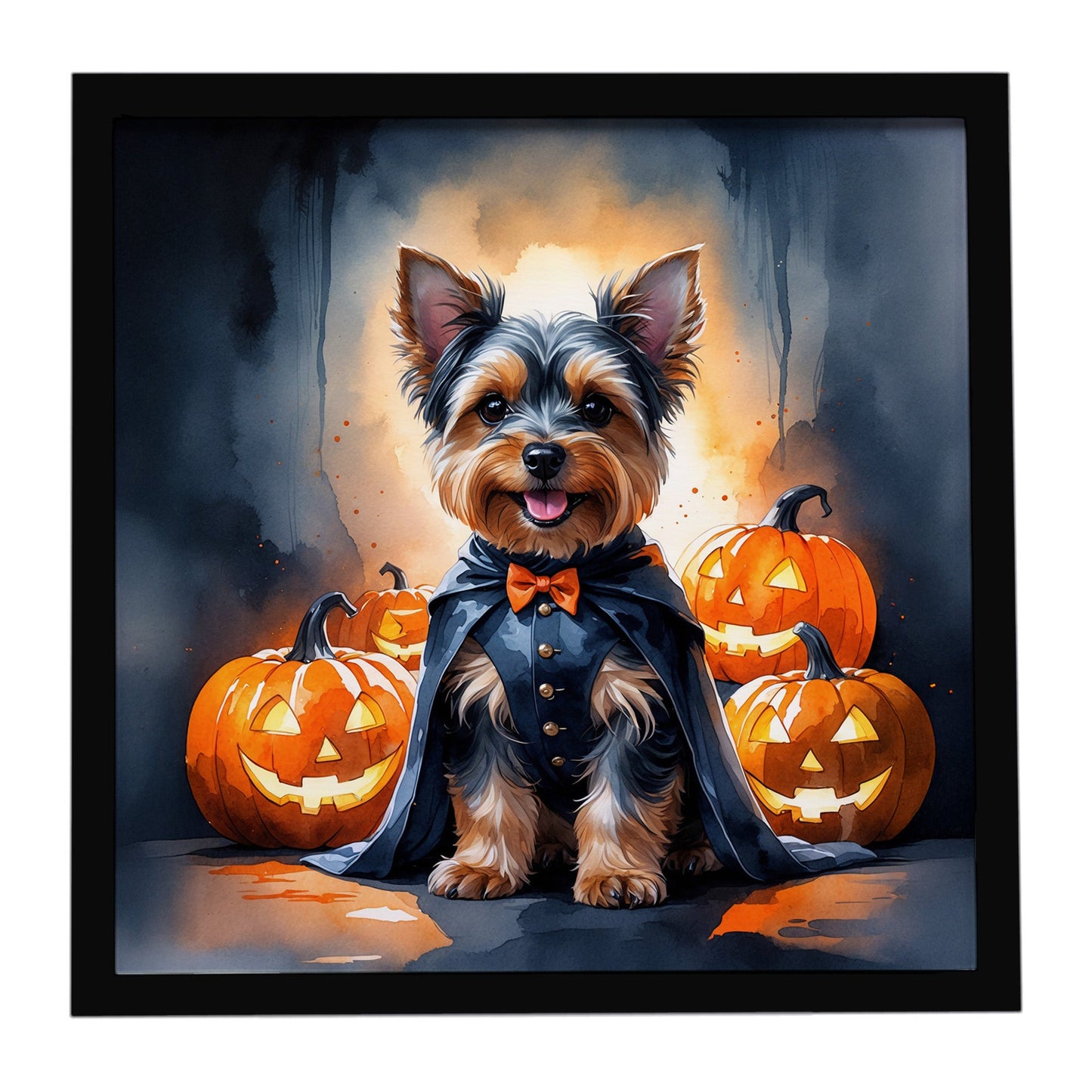 Yorkshire Terrier Yorkie Puppy Halloween Framed Metal Print