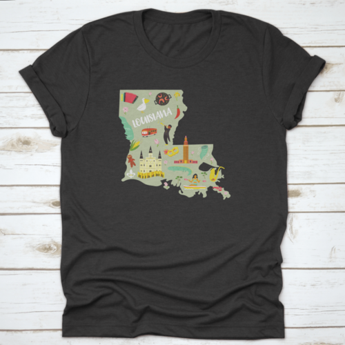 Louisiana Cartoon Styled Icon, Map, Landmark, Architecture, Symbol