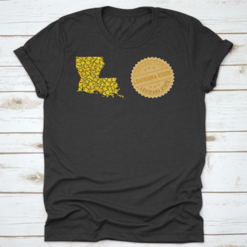 A Gold Mosaic Of The Map Of The State Of Louisiana And A Gold Metallic