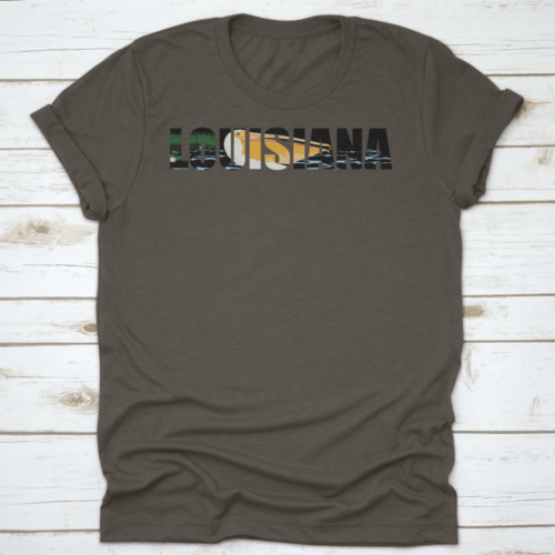 Illustration Of Louisiana Lettering Word With Pelican And Sea Coast