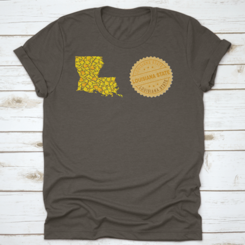 A Gold Mosaic Of The Map Of The State Of Louisiana And A Gold Metallic