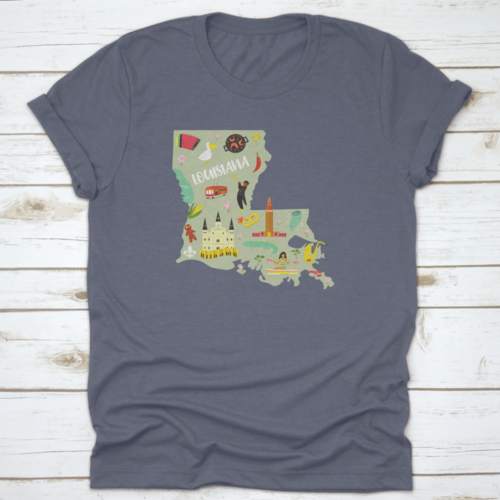 Louisiana Cartoon Styled Icon, Map, Landmark, Architecture, Symbol