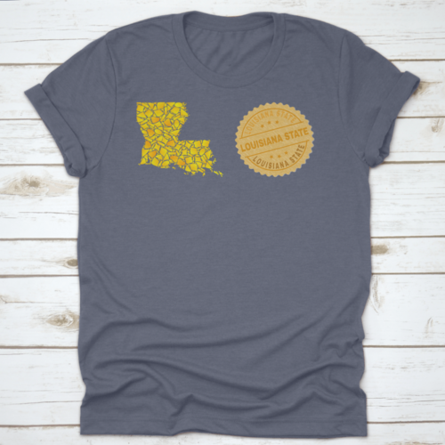 A Gold Mosaic Of The Map Of The State Of Louisiana And A Gold Metallic