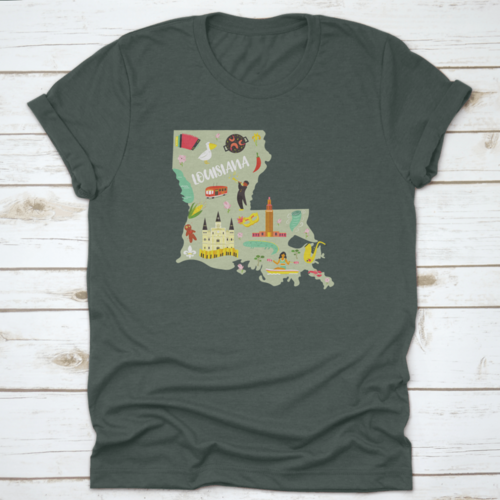 Louisiana Cartoon Styled Icon, Map, Landmark, Architecture, Symbol