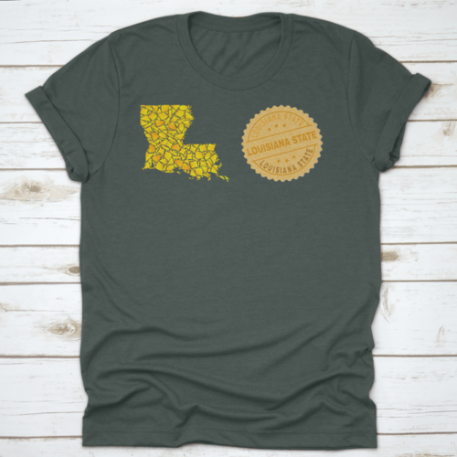 A Gold Mosaic Of The Map Of The State Of Louisiana And A Gold Metallic