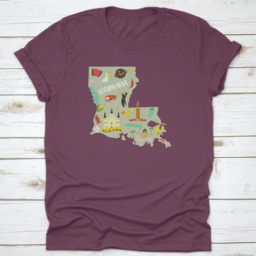 Louisiana Cartoon Styled Icon, Map, Landmark, Architecture, Symbol