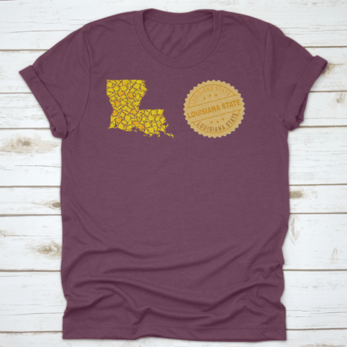A Gold Mosaic Of The Map Of The State Of Louisiana And A Gold Metallic