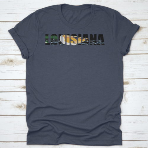 Illustration Of Louisiana Lettering Word With Pelican And Sea Coast
