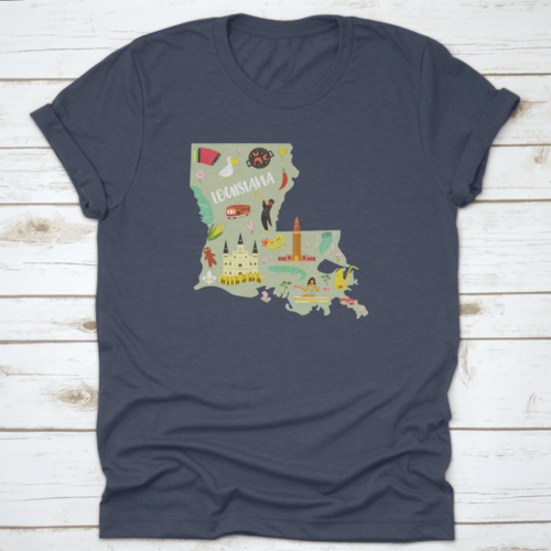 Louisiana Cartoon Styled Icon, Map, Landmark, Architecture, Symbol