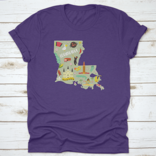 Louisiana Cartoon Styled Icon, Map, Landmark, Architecture, Symbol