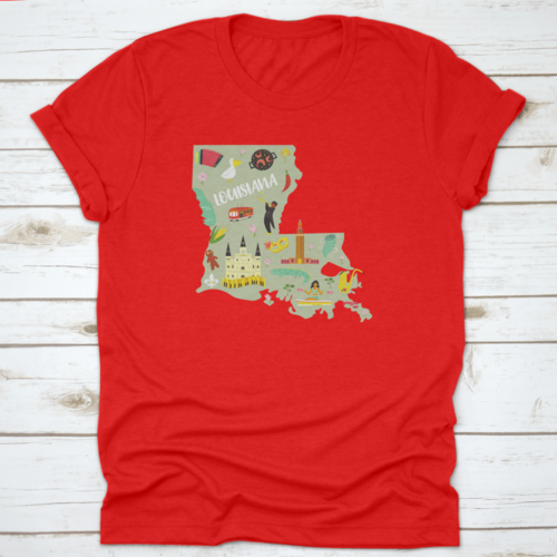 Louisiana Cartoon Styled Icon, Map, Landmark, Architecture, Symbol
