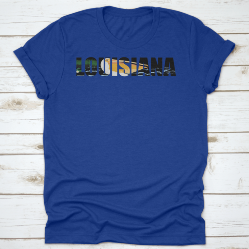 Illustration Of Louisiana Lettering Word With Pelican And Sea Coast
