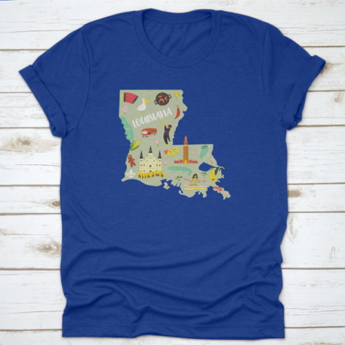 Louisiana Cartoon Styled Icon, Map, Landmark, Architecture, Symbol
