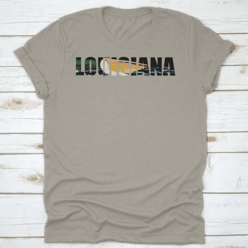 Illustration Of Louisiana Lettering Word With Pelican And Sea Coast