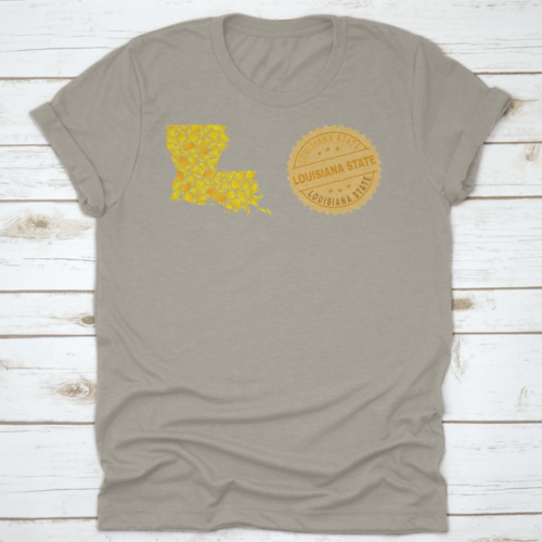 A Gold Mosaic Of The Map Of The State Of Louisiana And A Gold Metallic