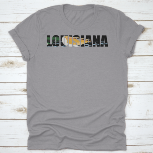 Illustration Of Louisiana Lettering Word With Pelican And Sea Coast