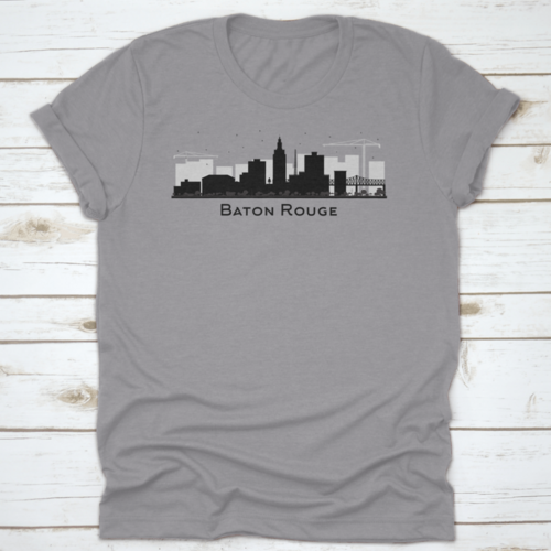 Baton Rouge Louisiana City Skyline Silhouette With Black Buildings