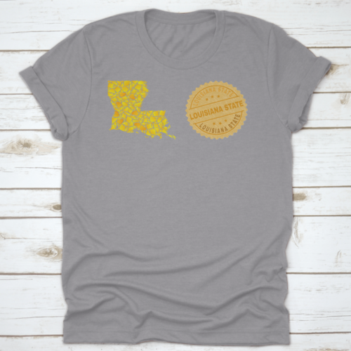 A Gold Mosaic Of The Map Of The State Of Louisiana And A Gold Metallic