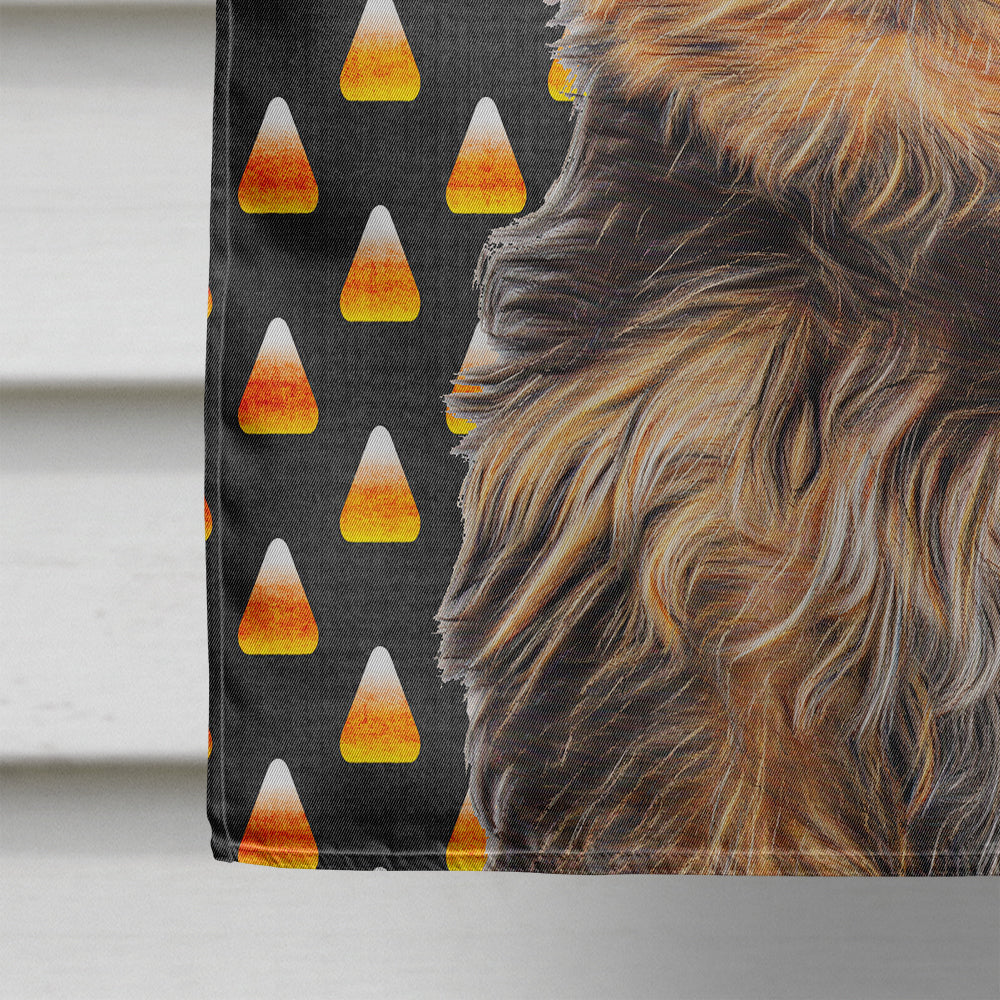 Candy Corn Halloween Yorkie Puppy / Yorkshire Terrier Flag Canvas House Size KJ1216CHF
