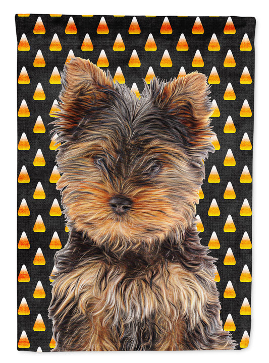 Candy Corn Halloween Yorkie Puppy / Yorkshire Terrier Garden Flag – Decorative Outdoor Yard Flag KJ1216GF