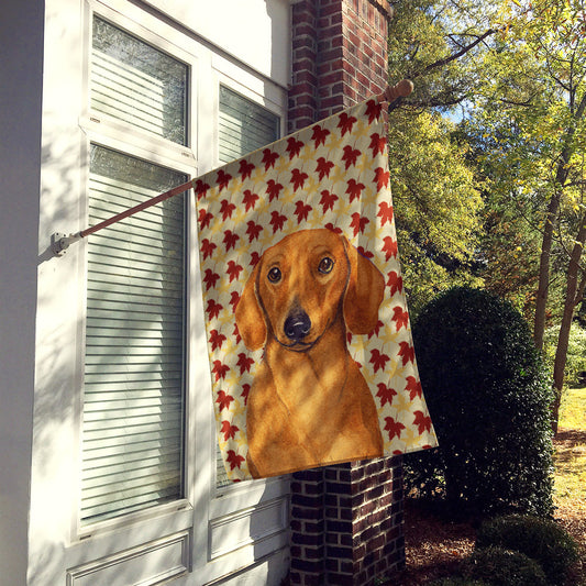 Dachshund Fall Leaves Portrait Flag Canvas House Size