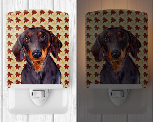 Dachshund Fall Leaves Portrait Ceramic Night Light LH9088CNL