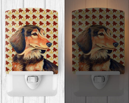 Dachshund Fall Leaves Portrait Ceramic Night Light LH9121CNL